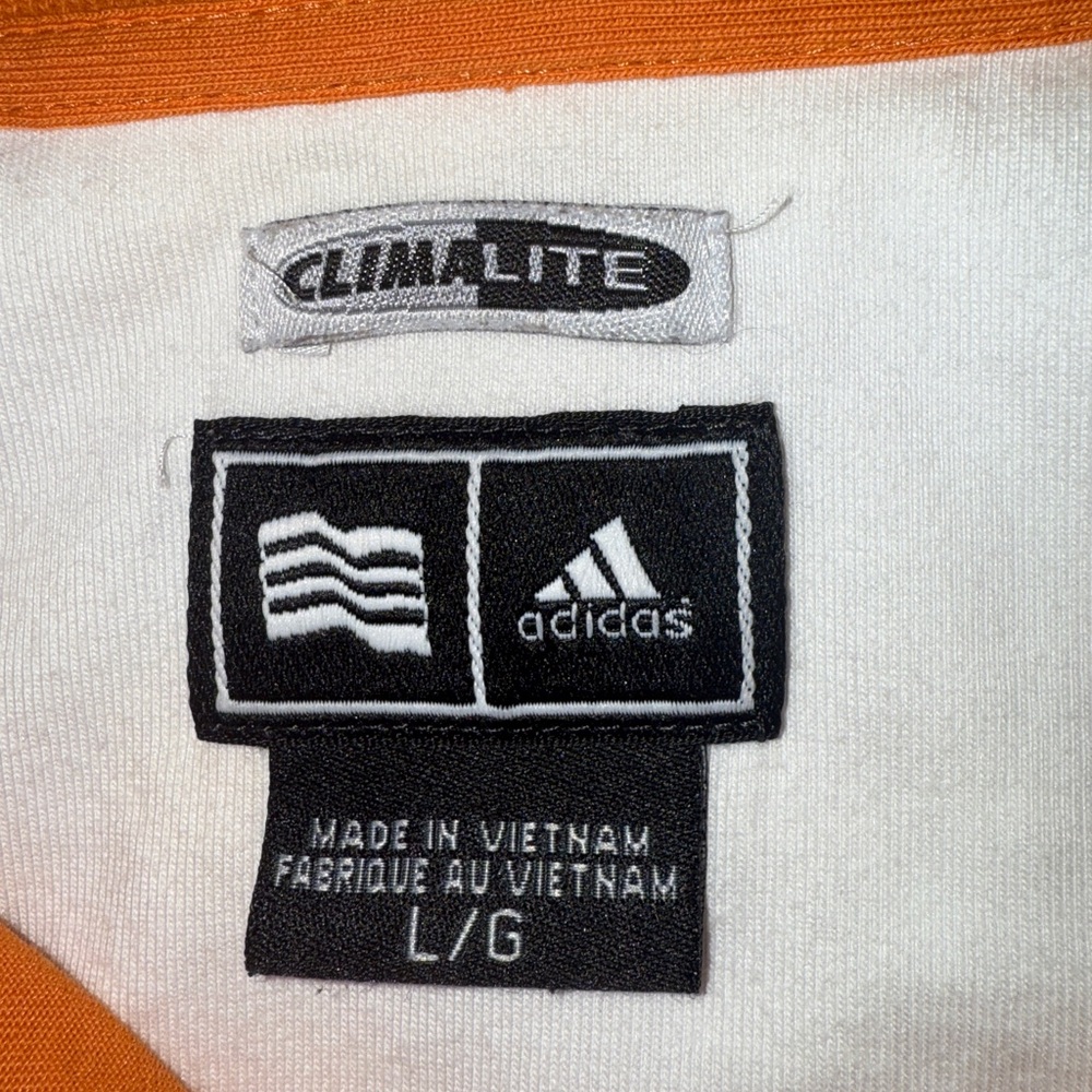 🧡 Adidas ClimaLite Orange & White Colorblock Polo Shirt – Men’s L - Picture 10 of 14